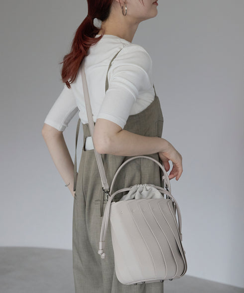 【ショップチャンネルOA商品】プリーツ バケツ型 2WAY ショルダーバッグ 巾着 17-1202