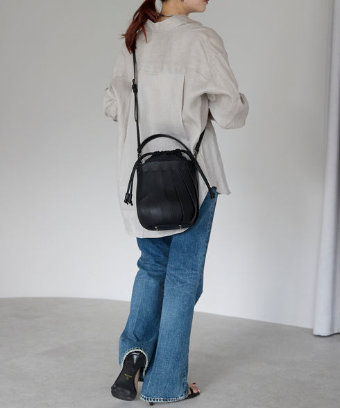 【ショップチャンネルOA商品】プリーツ バケツ型 2WAY ショルダーバッグ 巾着 17-1202