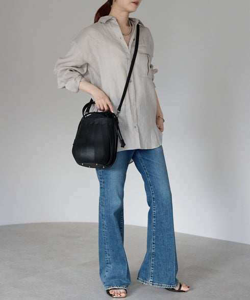 【ショップチャンネルOA商品】プリーツ バケツ型 2WAY ショルダーバッグ 巾着 17-1202