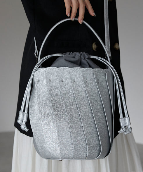 【ショップチャンネルOA商品】プリーツ バケツ型 2WAY ショルダーバッグ 巾着 17-1202