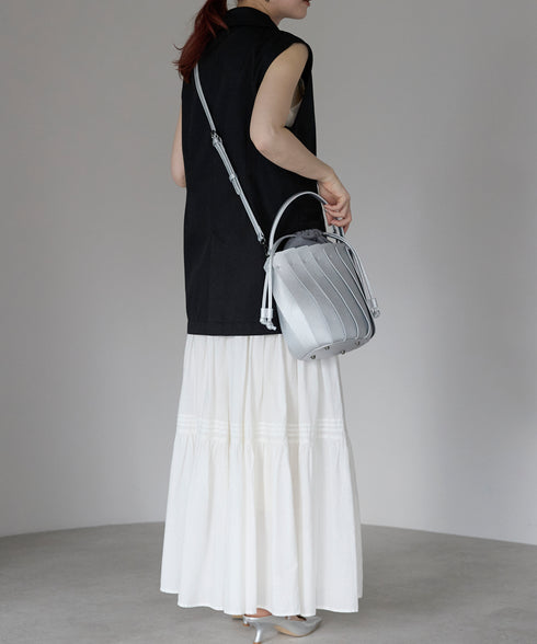 【ショップチャンネルOA商品】プリーツ バケツ型 2WAY ショルダーバッグ 巾着 17-1202