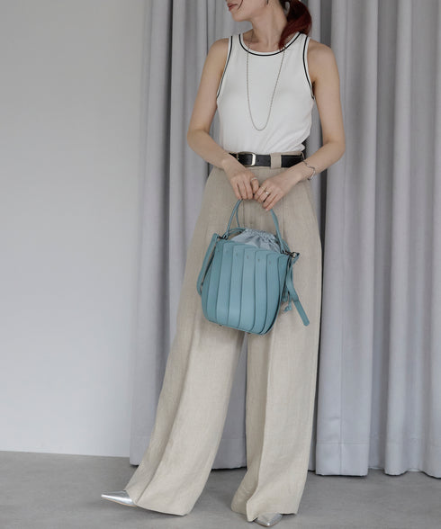 【ショップチャンネルOA商品】プリーツ バケツ型 2WAY ショルダーバッグ 巾着 17-1202