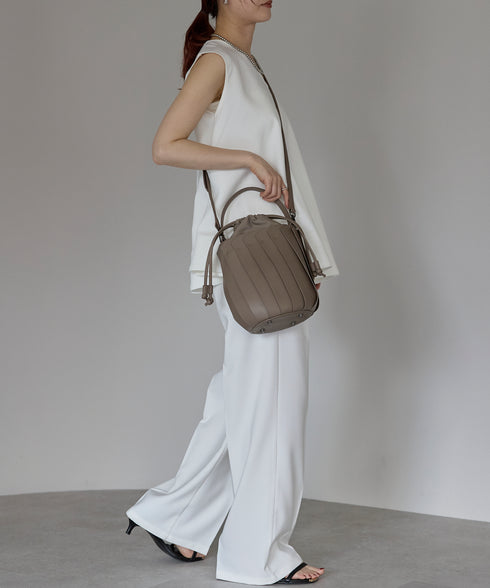 【ショップチャンネルOA商品】プリーツ バケツ型 2WAY ショルダーバッグ 巾着 17-1202