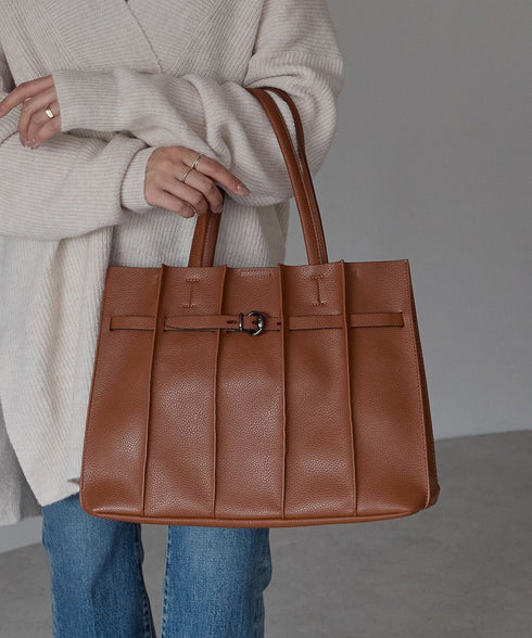 ベルトモチーフプリーツデザイントートバッグ 12-1227