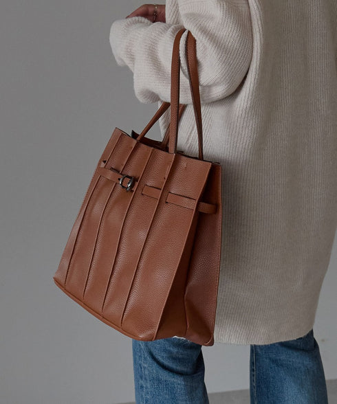 ベルトモチーフプリーツデザイントートバッグ 12-1227