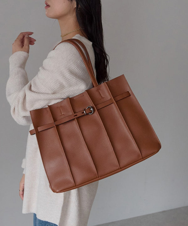 ベルトモチーフプリーツデザイントートバッグ 12-1227