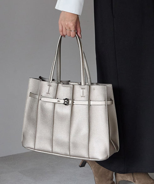 ベルトモチーフプリーツデザイントートバッグ 12-1227