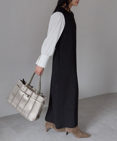 ベルトモチーフプリーツデザイントートバッグ 12-1227