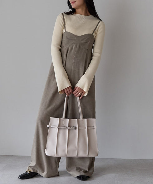 ベルトモチーフプリーツデザイントートバッグ 12-1227