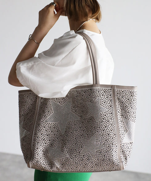 【ショップチャンネルOA商品】星柄ラインストーントートバッグポーチセット 17-0998