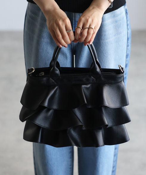 【雑誌掲載・ショップチャンネルOA商品】2WAYフリルハンドバッグ 12-1162