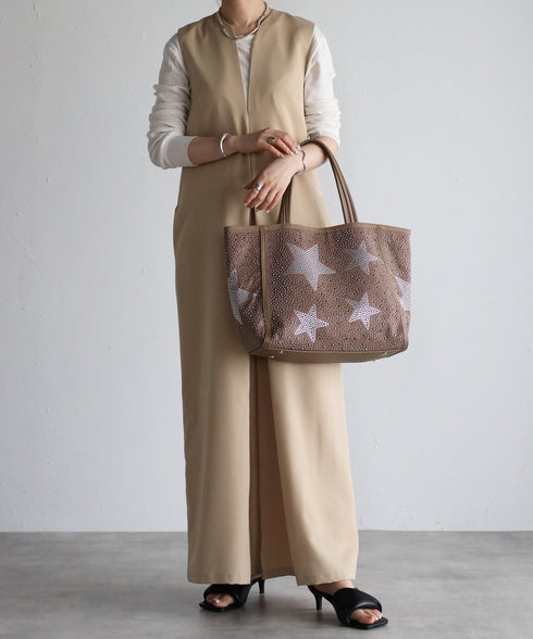 【ショップチャンネルOA商品】星柄ラインストーントートバッグポーチセット 17-0998