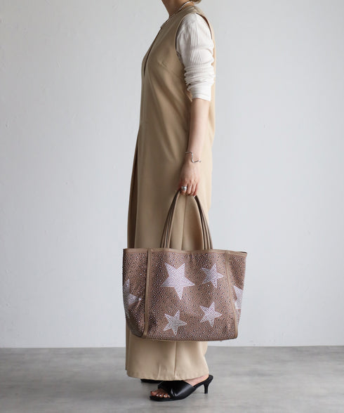 【ショップチャンネルOA商品】星柄ラインストーントートバッグポーチセット 17-0998