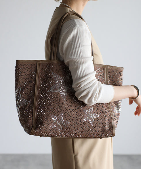 【ショップチャンネルOA商品】星柄ラインストーントートバッグポーチセット 17-0998