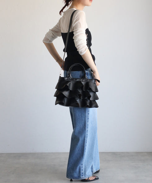 【雑誌掲載・ショップチャンネルOA商品】2WAYフリルハンドバッグ 12-1162