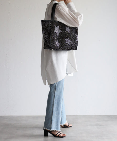 【ショップチャンネルOA商品】星柄ラインストーントートバッグポーチセット 17-0998