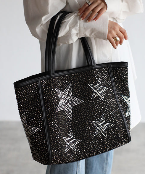 【ショップチャンネルOA商品】星柄ラインストーントートバッグポーチセット 17-0998