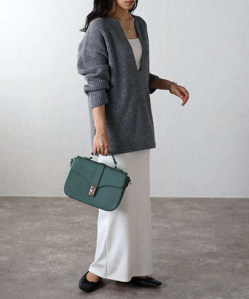 2WAYレザーショルダーハンドバッグ 18-1097