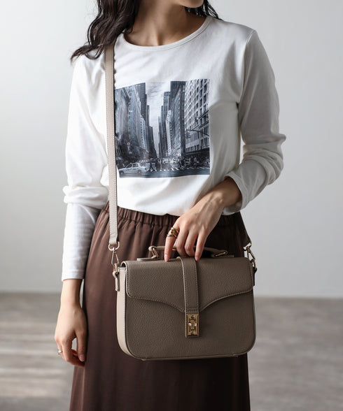 2WAYレザーショルダーハンドバッグ 18-1097