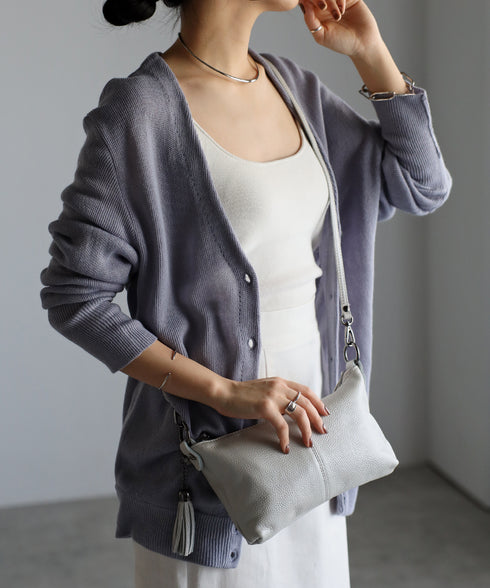 タッセル付きレザーショルダーバッグ 18-0429