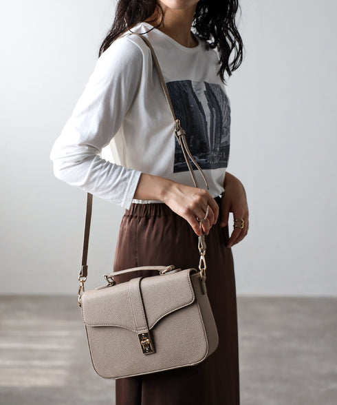 2WAYレザーショルダーハンドバッグ 18-1097