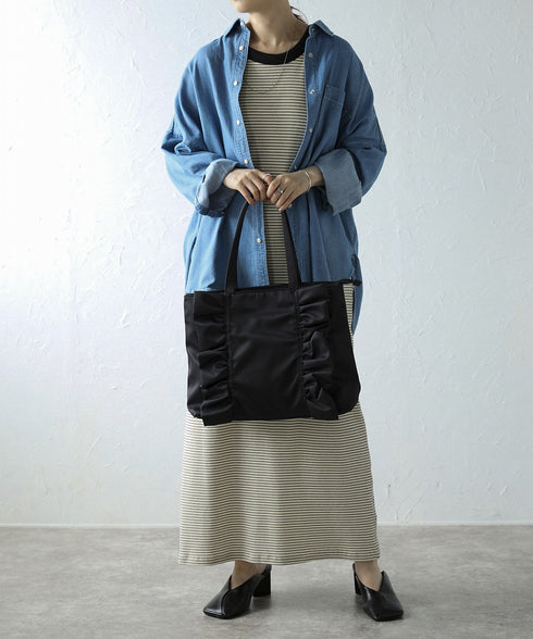 【ショップチャンネルOA商品】撥水A4フリルトートバッグ 12-1159