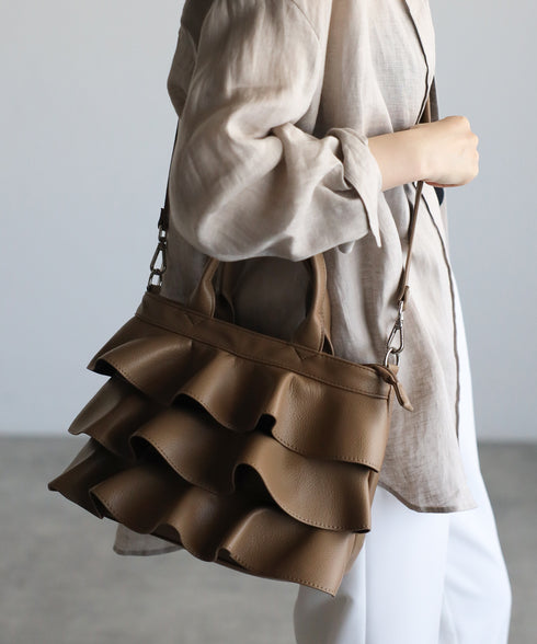 【雑誌掲載・ショップチャンネルOA商品】2WAYフリルハンドバッグ 12-1162