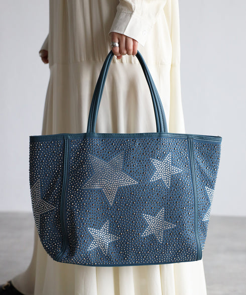 【ショップチャンネルOA商品】星柄ラインストーントートバッグポーチセット 17-0998