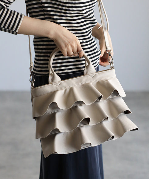 【雑誌掲載・ショップチャンネルOA商品】2WAYフリルハンドバッグ 12-1162