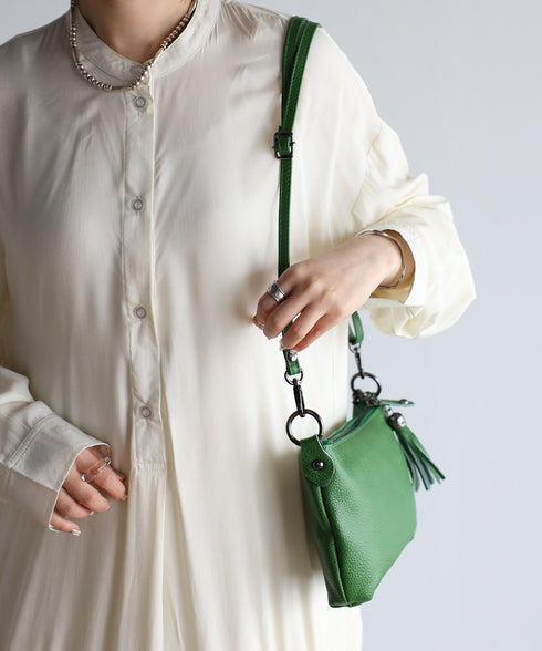 タッセル付きレザーショルダーバッグ 18-0429
