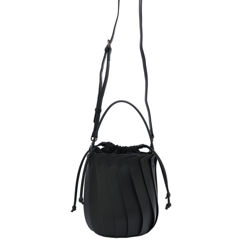 【ショップチャンネルOA商品】プリーツ バケツ型 2WAY ショルダーバッグ 巾着 17-1202