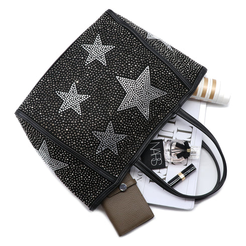 【ショップチャンネルOA商品】星柄ラインストーントートバッグポーチセット 17-0998