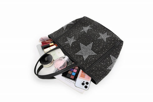 【ショップチャンネルOA商品】星柄ラインストーントートバッグポーチセット 17-0998