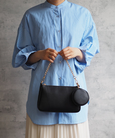 レザー 3WAYショルダーバッグ 丸ポーチセット 18-1149