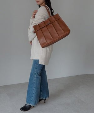 ベルトモチーフプリーツデザイントートバッグ 12-1227