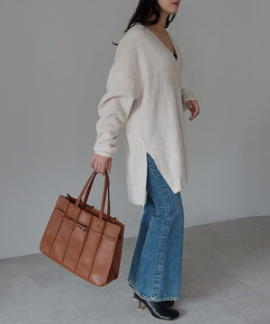 ベルトモチーフプリーツデザイントートバッグ 12-1227