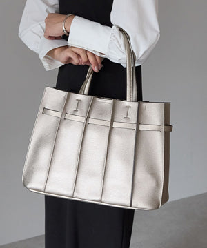 ベルトモチーフプリーツデザイントートバッグ 12-1227
