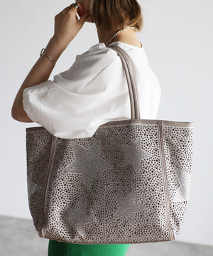 【ショップチャンネルOA商品】星柄ラインストーントートバッグポーチセット　17-0998