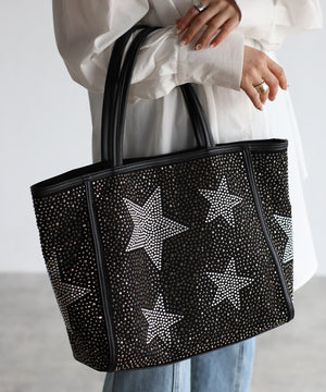 【ショップチャンネルOA商品】星柄ラインストーントートバッグポーチセット　17-0998