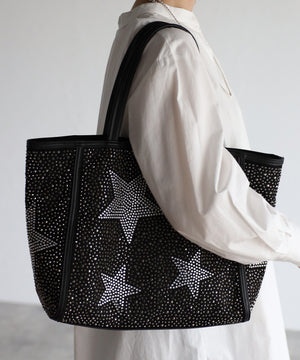 【ショップチャンネルOA商品】星柄ラインストーントートバッグポーチセット　17-0998