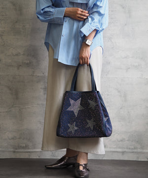 【ショップチャンネルOA商品】星柄ラインストーントートバッグポーチセット　17-0998