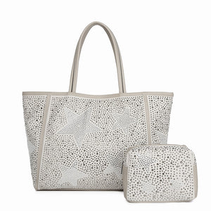 【ショップチャンネルOA商品】星柄ラインストーントートバッグポーチセット　17-0998