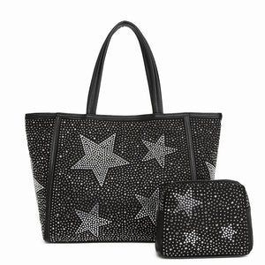 【ショップチャンネルOA商品】星柄ラインストーントートバッグポーチセット　17-0998